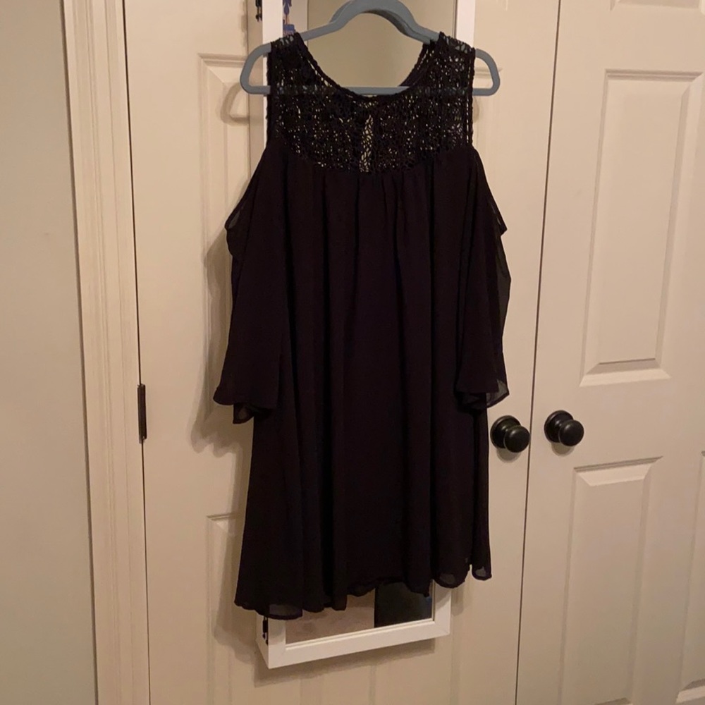Black cold shoulder dress